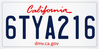 CA license plate 6TYA216