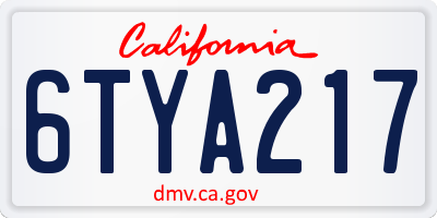 CA license plate 6TYA217