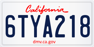 CA license plate 6TYA218