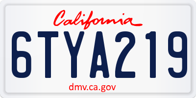 CA license plate 6TYA219