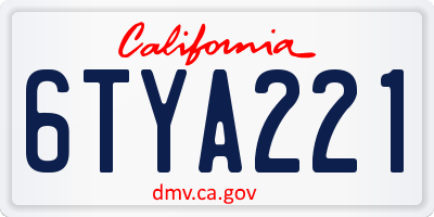CA license plate 6TYA221