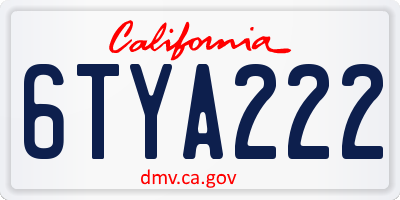 CA license plate 6TYA222