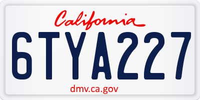 CA license plate 6TYA227