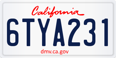 CA license plate 6TYA231