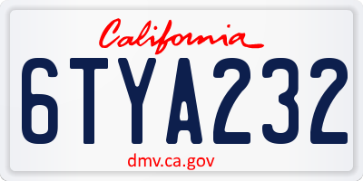 CA license plate 6TYA232