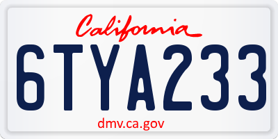 CA license plate 6TYA233
