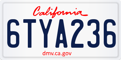 CA license plate 6TYA236