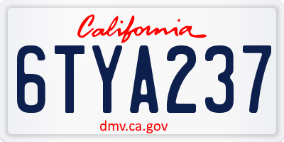 CA license plate 6TYA237