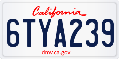 CA license plate 6TYA239