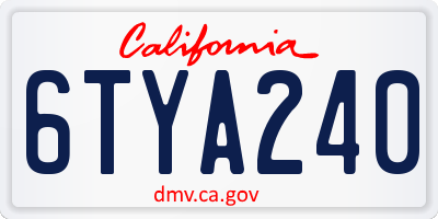 CA license plate 6TYA240