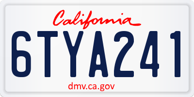 CA license plate 6TYA241