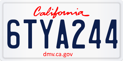 CA license plate 6TYA244