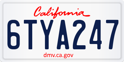 CA license plate 6TYA247