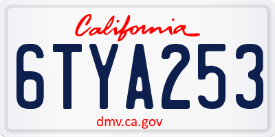 CA license plate 6TYA253
