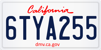 CA license plate 6TYA255