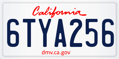 CA license plate 6TYA256
