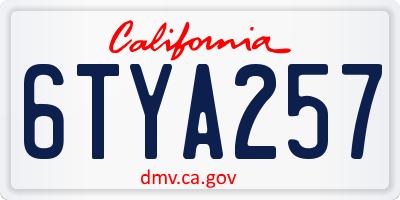 CA license plate 6TYA257