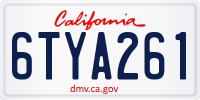 CA license plate 6TYA261
