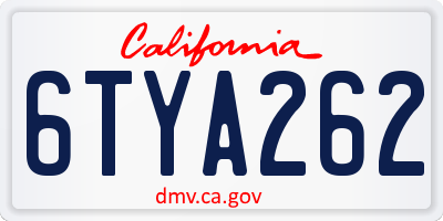 CA license plate 6TYA262