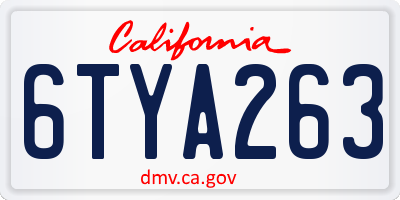 CA license plate 6TYA263