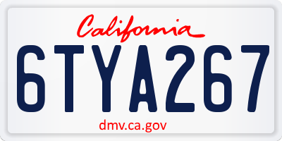 CA license plate 6TYA267