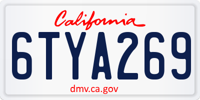 CA license plate 6TYA269