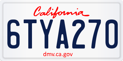 CA license plate 6TYA270