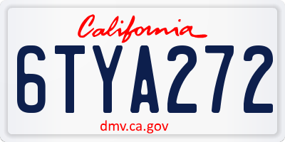 CA license plate 6TYA272