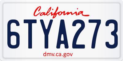 CA license plate 6TYA273