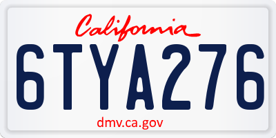 CA license plate 6TYA276