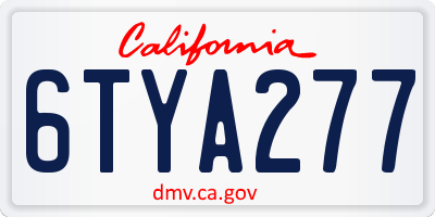 CA license plate 6TYA277
