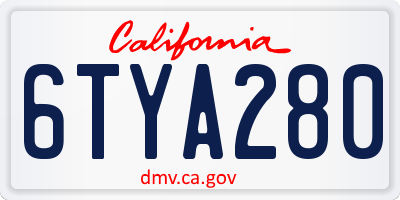 CA license plate 6TYA280