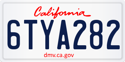CA license plate 6TYA282