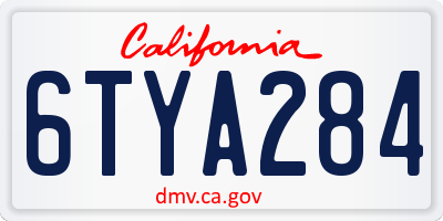CA license plate 6TYA284