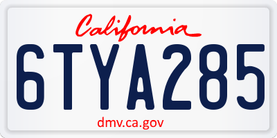 CA license plate 6TYA285