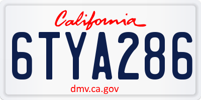 CA license plate 6TYA286