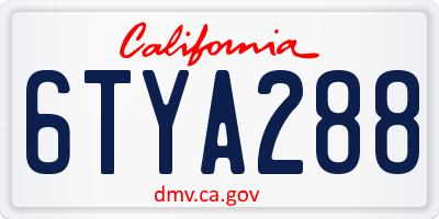CA license plate 6TYA288