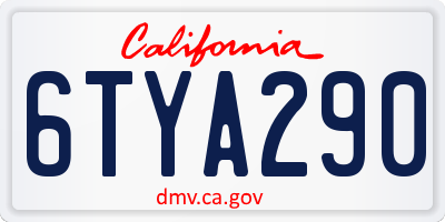 CA license plate 6TYA290