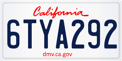 CA license plate 6TYA292