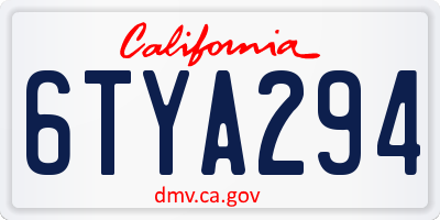 CA license plate 6TYA294