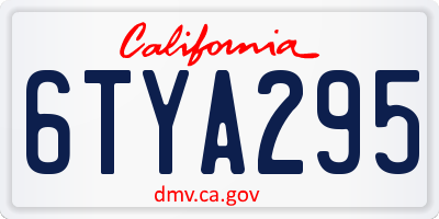 CA license plate 6TYA295