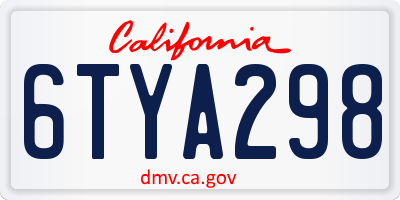 CA license plate 6TYA298