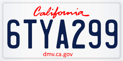 CA license plate 6TYA299