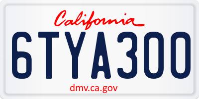 CA license plate 6TYA300