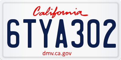CA license plate 6TYA302