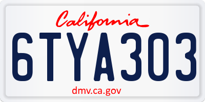 CA license plate 6TYA303