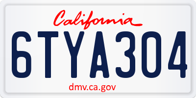 CA license plate 6TYA304