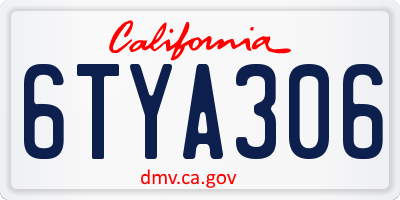 CA license plate 6TYA306