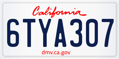 CA license plate 6TYA307