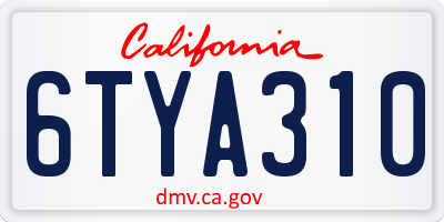 CA license plate 6TYA310